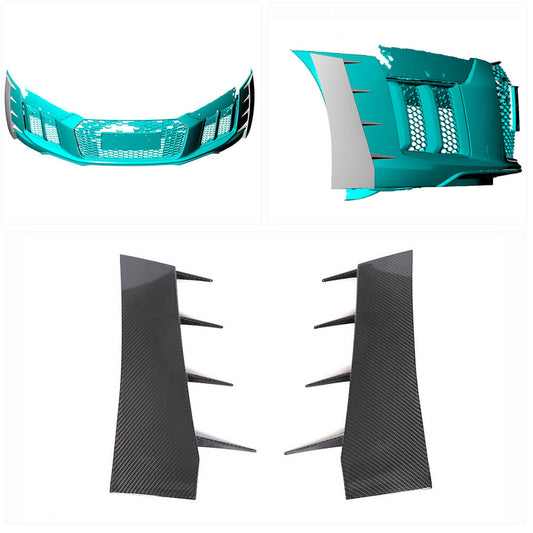 Front bumper extensions V2 (2015-2020, Carbon) for Audi R8 2015- - image 2