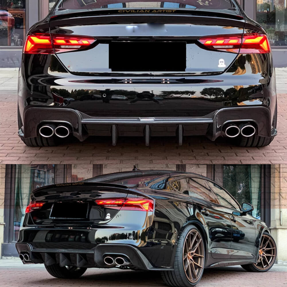 Rear Bumper Diffuser V2 (for S-Line 2021-2025, Carbon) for Audi A5 2016-2025 - image 2