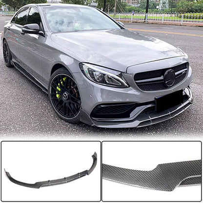 Front Bumper Lip V4 for SD C63 AMG 2015-2019 Carbon for Mercedes C-сlass W205 2014-2021 - image 2