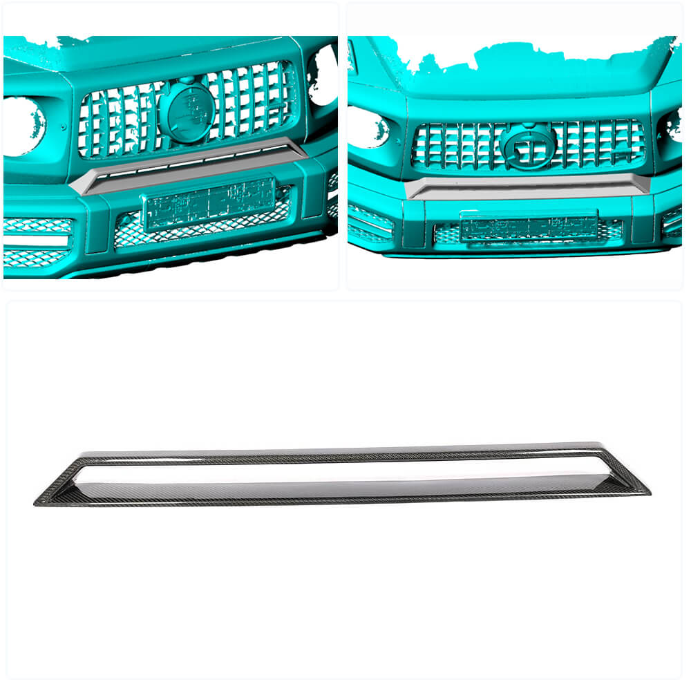 Front bumper cover V2 (for G63 AMG, Dry carbon) for Mercedes G class W463 2018-2024 - image 2