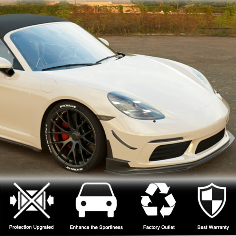 Front Bumper Lip V1 (2016-2019, Carbon) for Porsche Boxster/Cayman 982 (718) 2016- - image 2