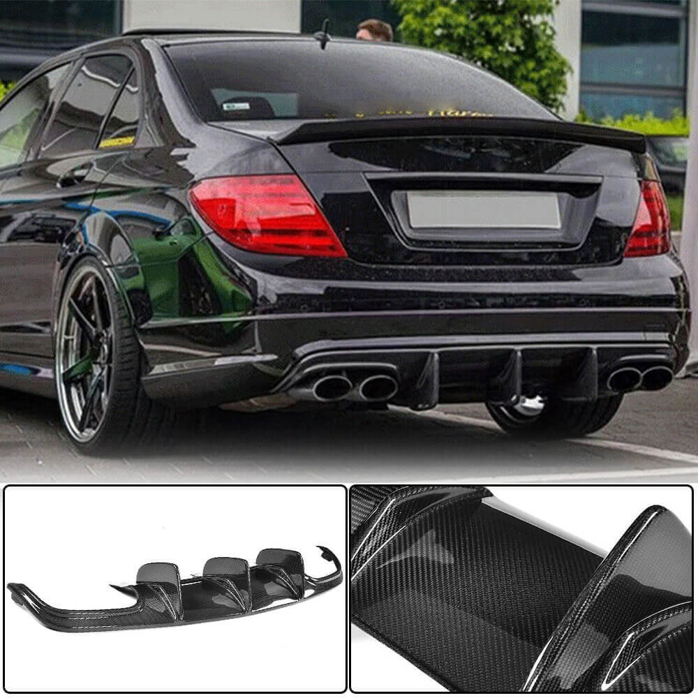 Rear Bumper Diffuser V1 for AMG SD 2008-2011, Carbon for Mercedes C-class W204 2007-2015 - image 2