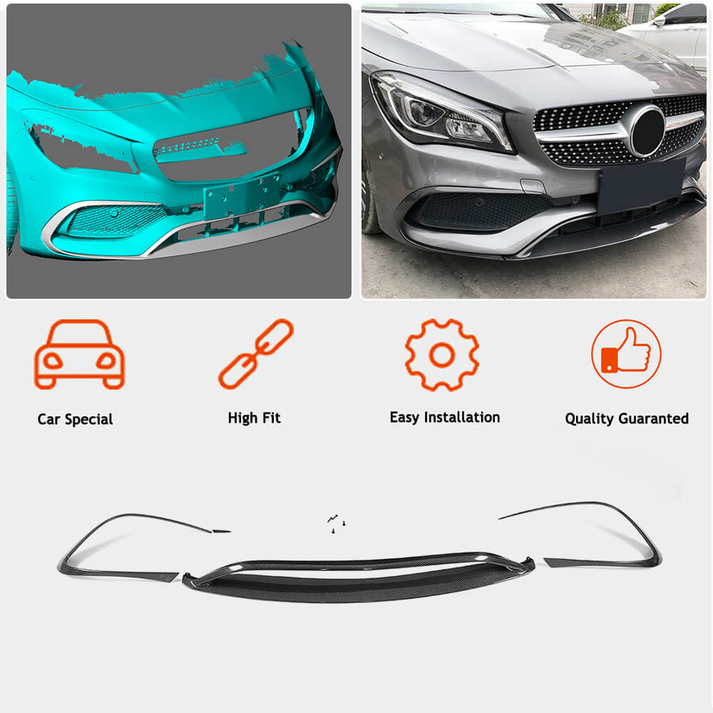 Front Bumper Lip Spoiler (for AMG-Line SD 2017-2019, Carbon) for Mercedes CLA C117 2013-2019 - image 2