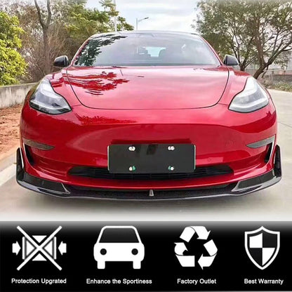 Front Bumper Lip V1 (2017-2023, Carbon) for Tesla Model 3 2017- - image 2
