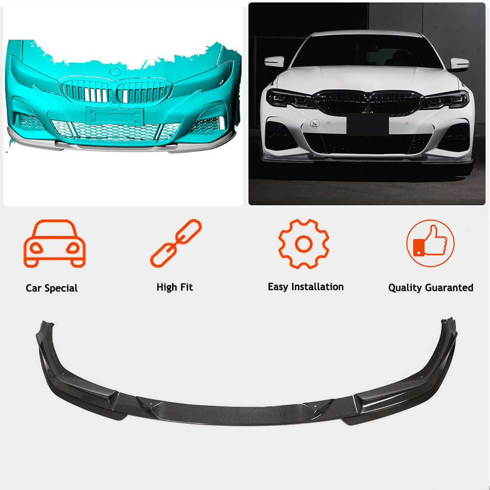 Front Bumper Lip V7 for M-Sport 2018-2022 Carbon for BMW 3 Series G20/G21 2018- - image 2
