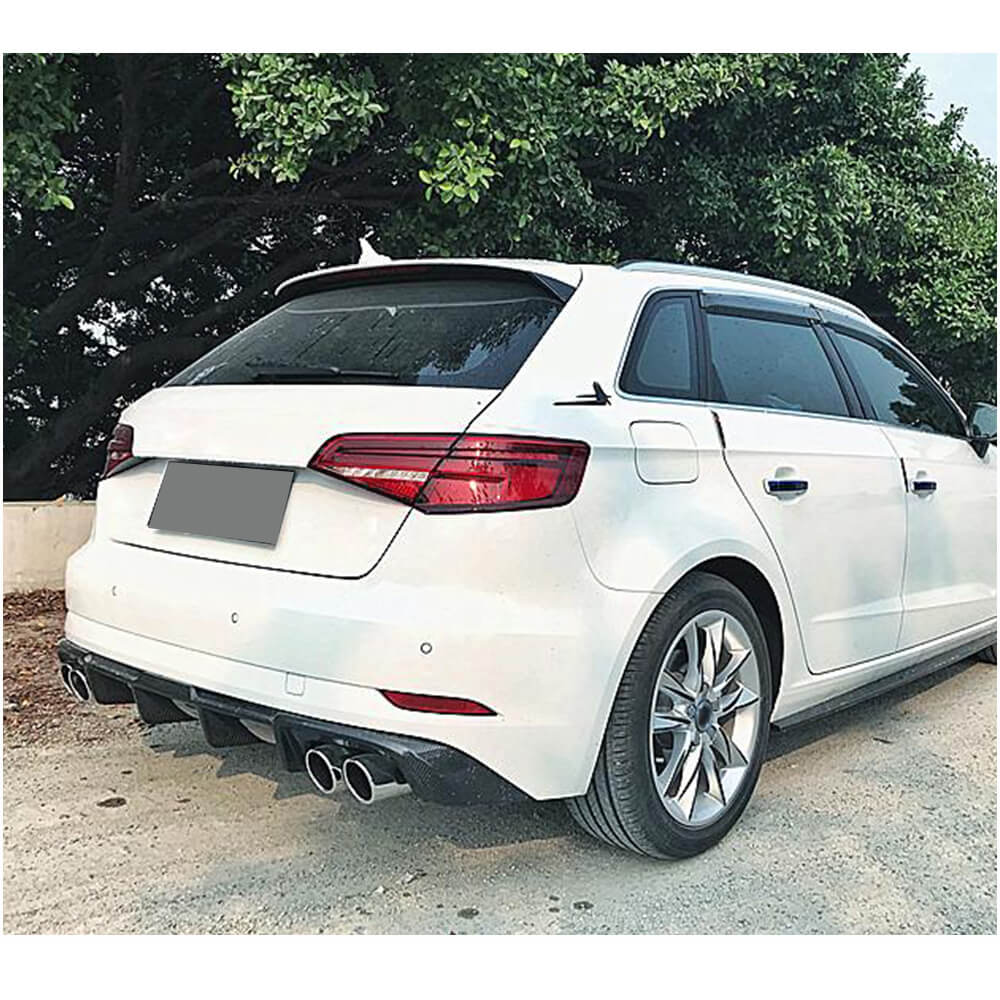 Rear Bumper Diffuser V2 (for S-Line HB 2017-2020, Carbon) for Audi A3 2012-2020 - image 2