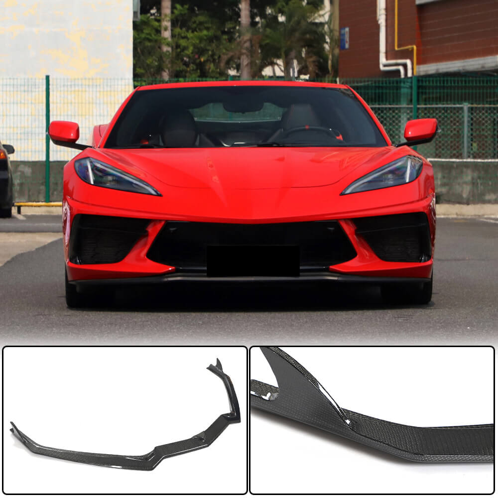 Front Bumper Lip Spoiler (Carbon) for Chevrolet Corvette C8 2019- - image 2