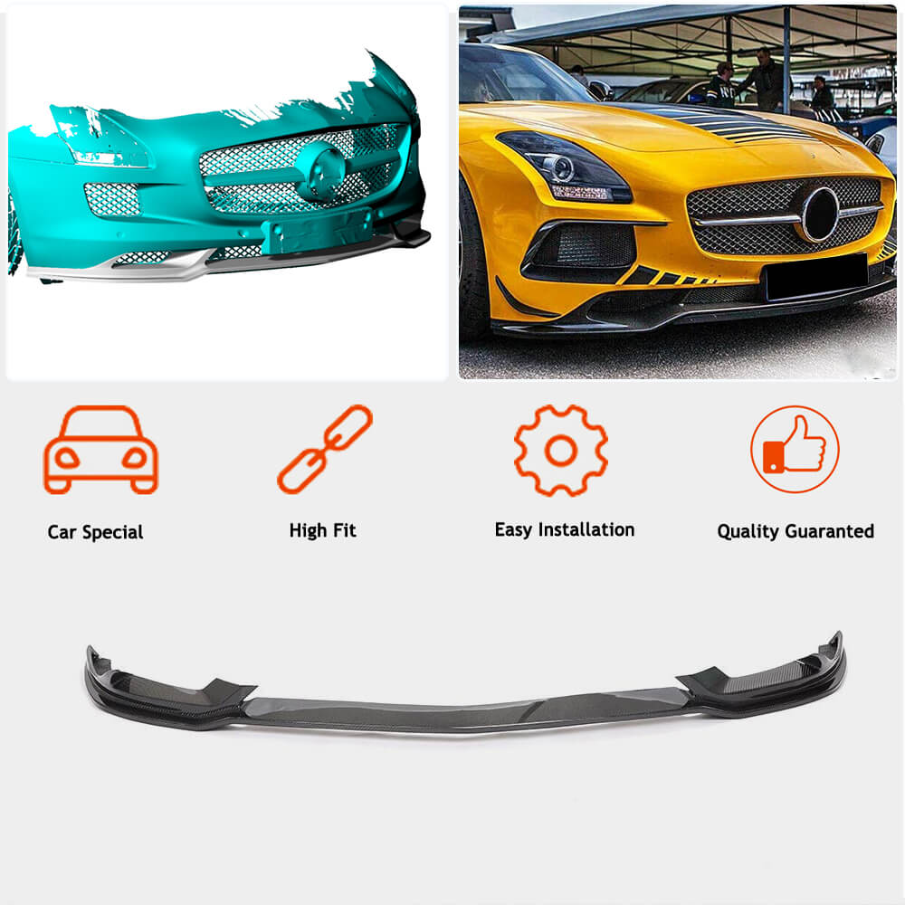 Front Bumper Lip Spoiler (Carbon) for Mercedes SLS C197 2010-2014 - image 2