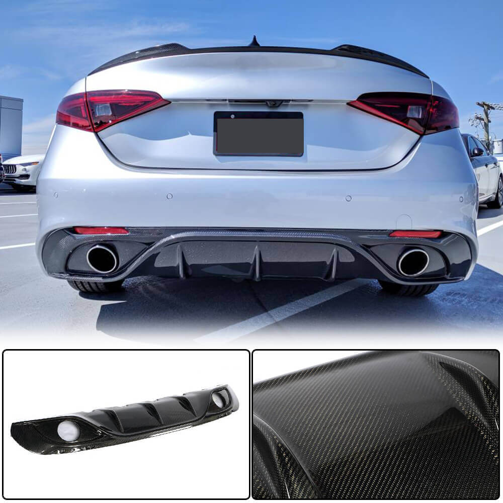 Rear Bumper Diffuser (for Sport, Carbon) for Alfa Romeo Giulia 2016-2022 - image 2