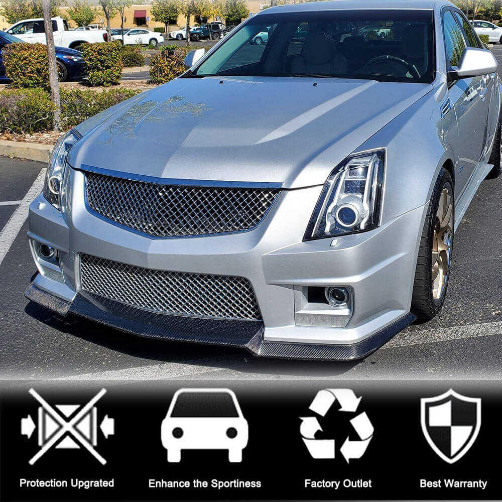 Front Bumper Lip V2 for CTS V Sedan 2016-2019 Carbon for Cadillac CTS 2013-2019 - image 2