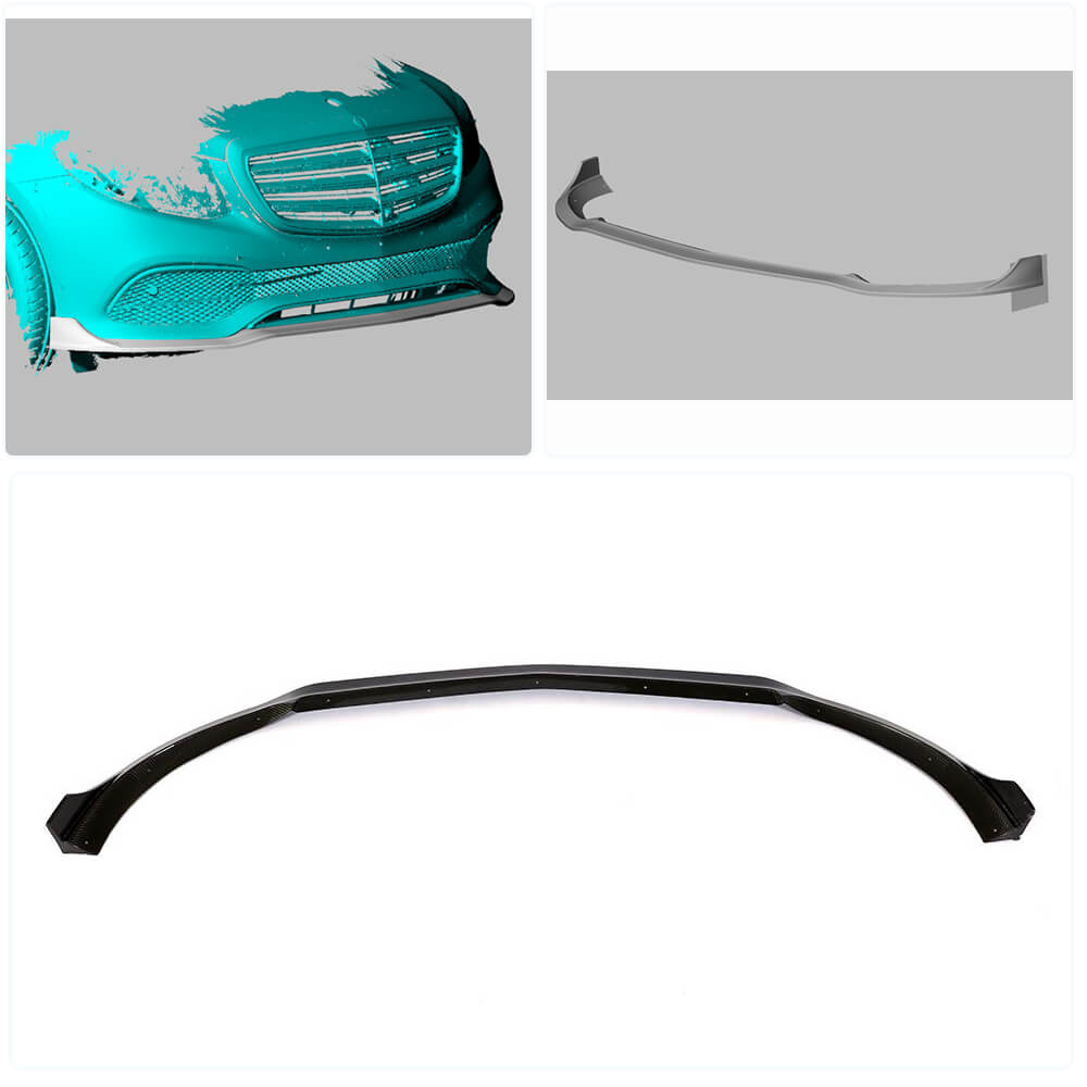 Front Bumper Lip Spoiler (for Base 2016-2019, Carbon) for Mercedes E-сlass W213 2016-2023 - image 2