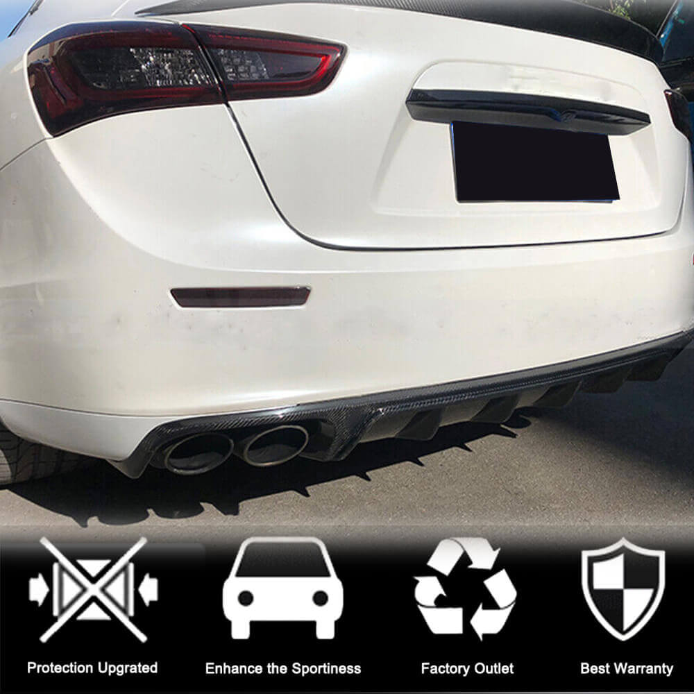 Rear bumper diffuser (for Base/S/S Q4 2013-2017, Carbon) for Maserati Ghibli 2013-2023 - image 2