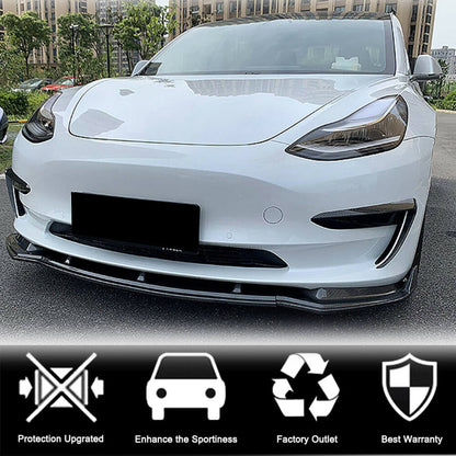 Front Bumper Lip V5 (2017-2023, Carbon) for Tesla Model 3 2017- - image 2