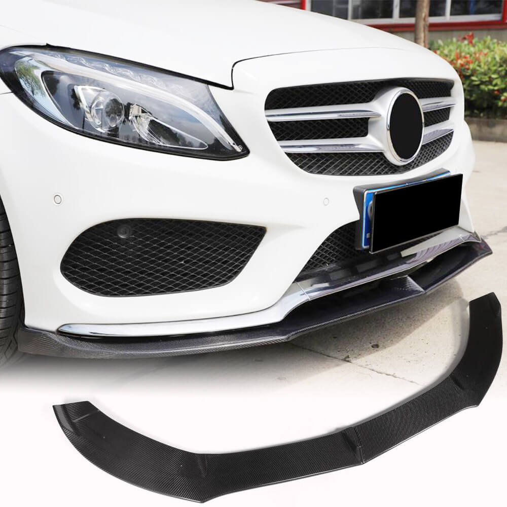 Front Bumper Lip V6 for C43 AMG 2015-2019 Carbon for Mercedes C-сlass W205 2014-2021 - image 2