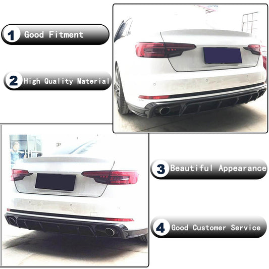 Rear Bumper Diffuser (for S4 2017-2020, Carbon) for Audi A4 B9 2015-2024 - image 2