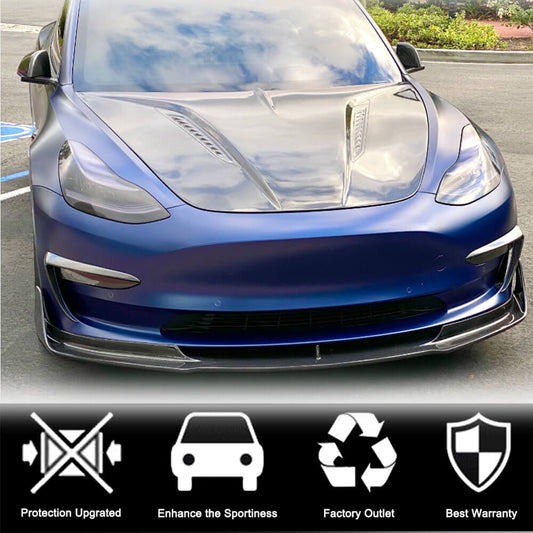 Front Bumper Lip V3 (2017-2023, Carbon) for Tesla Model 3 2017- - image 2