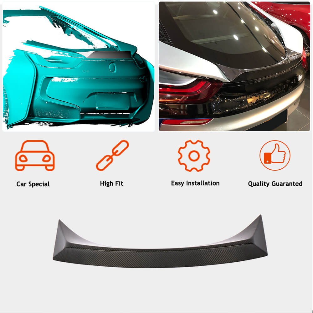 Rear Trunk Spoiler Dry Carbon Fiber V2 for BMW I8 2014-2020 - image 2