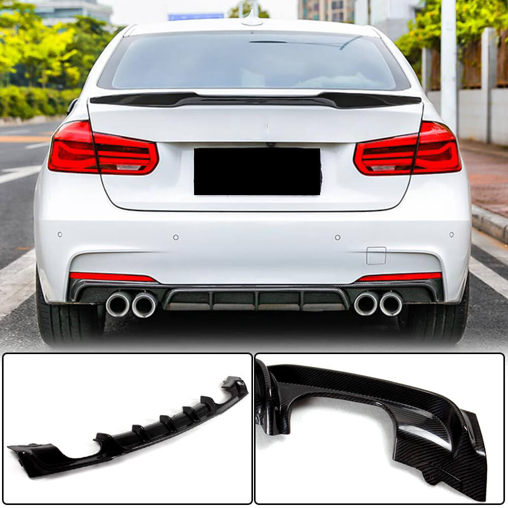 Rear Bumper Diffuser Carbon Fiber V4 (for M-Sport) for BMW 3 series F-30/31/34 2012-2019 - image 2