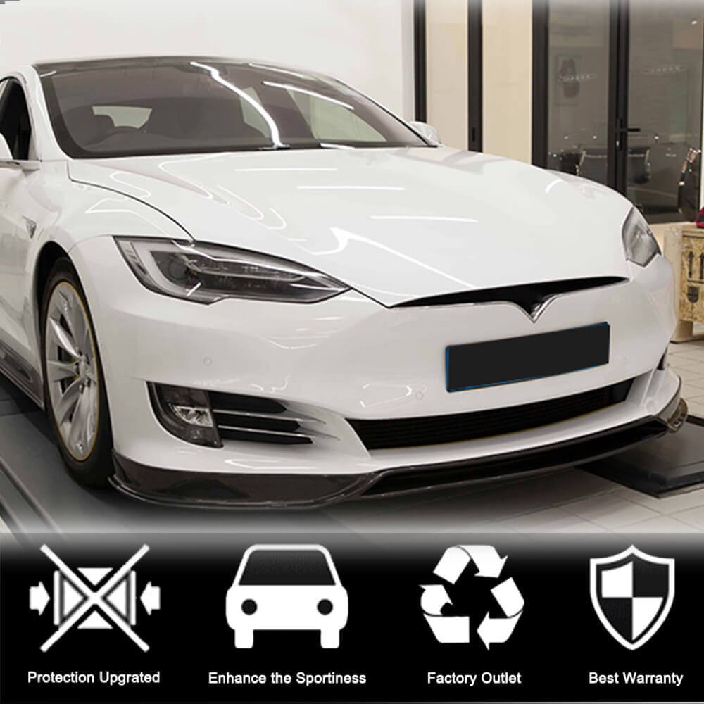 Front Bumper Lip Spoiler (2016-2021, Carbon) for Tesla Model S 2012– - image 2