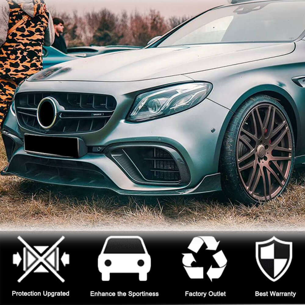 Front Bumper Lip V1 for E63 AMG 2016-2019 Carbon for Mercedes E-сlass W213 2016-2023 - image 2