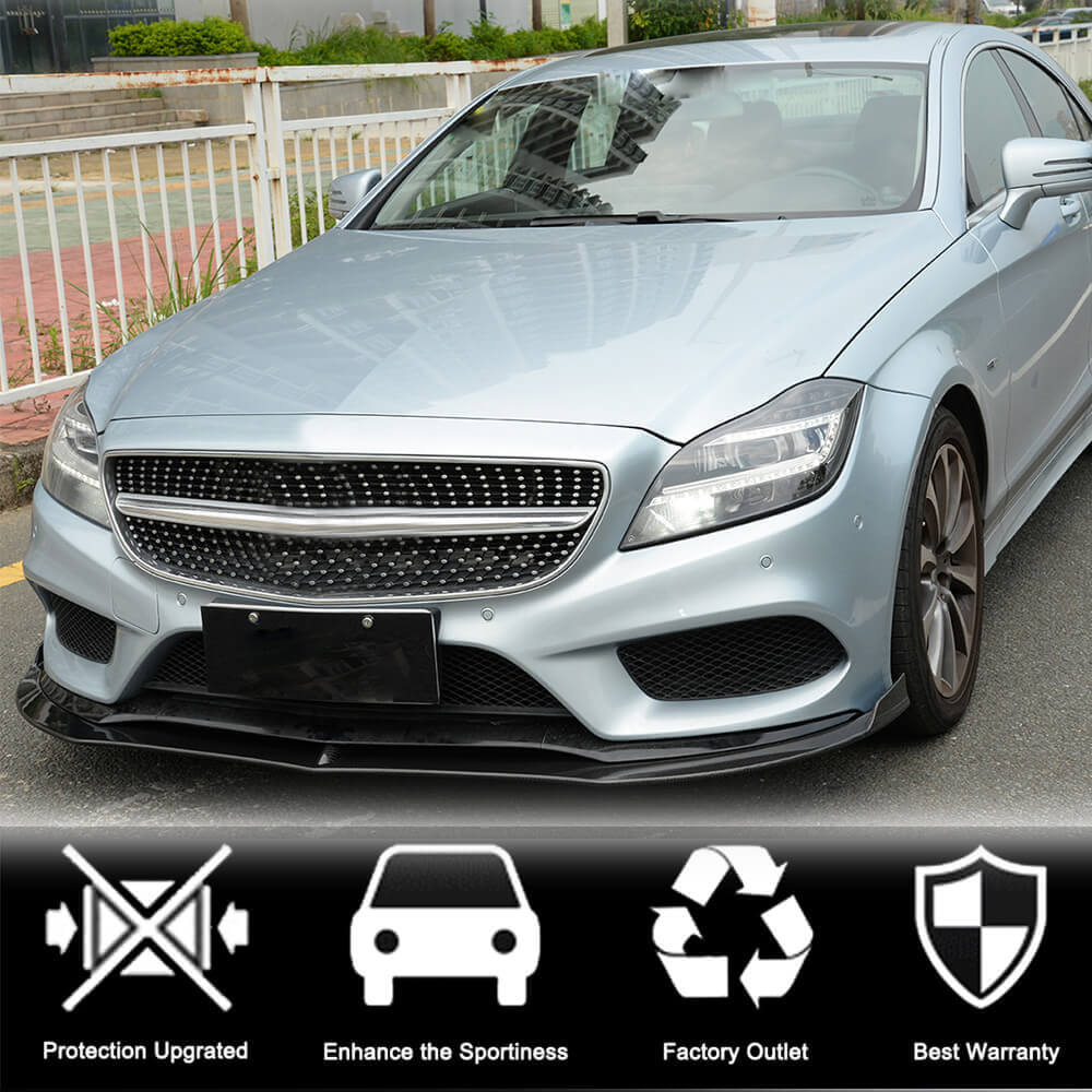 Front Bumper Lip Spoiler (for Base SD 2015-2018, Carbon) for Mercedes CLS C218 2011-2018 - image 2