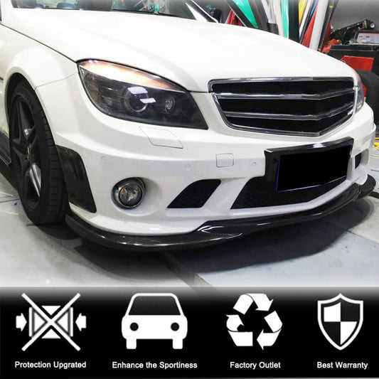 Lip V3 front bumper cover (for AMG 2008-2011, Carbon) for Mercedes C-class W204 2007-2015 - image 2