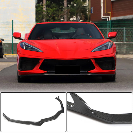 Front Bumper Lip Spoiler (Carbon) for Chevrolet Corvette C8 2019- - image 2