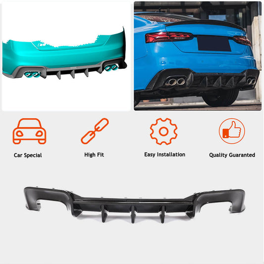Rear bumper diffuser V1 (for S-Line 2021-2025, Carbon) for Audi A5 2016-2025 - image 2