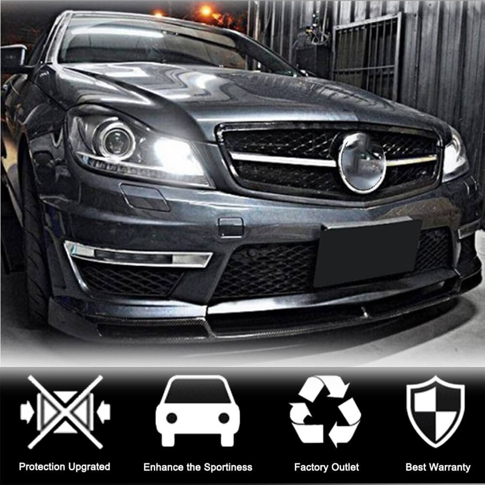 Front Bumper Lip V1 for AMG 2012-2014 Carbon for Mercedes C-class W204 2007-2015 - image 2
