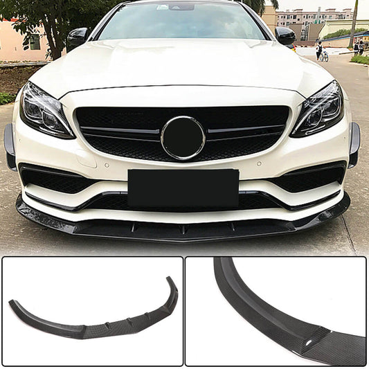 Lip V3 front bumper cover (for SD C63 AMG 2015-2019, Carbon) for Mercedes C-class W205 2014-2021 - image 2