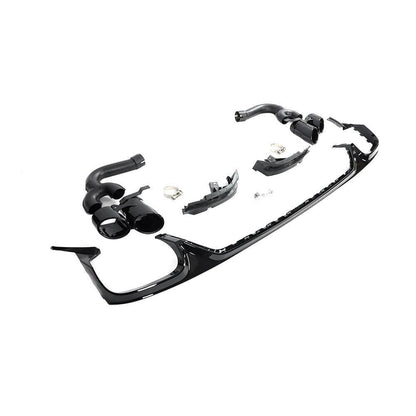 Rear bumper diffuser with nozzles (Black) for Audi Q8 2018- - image 2
