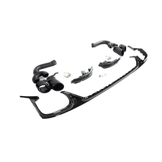 Rear bumper diffuser with nozzles (Black) for Audi Q8 2018- - image 2