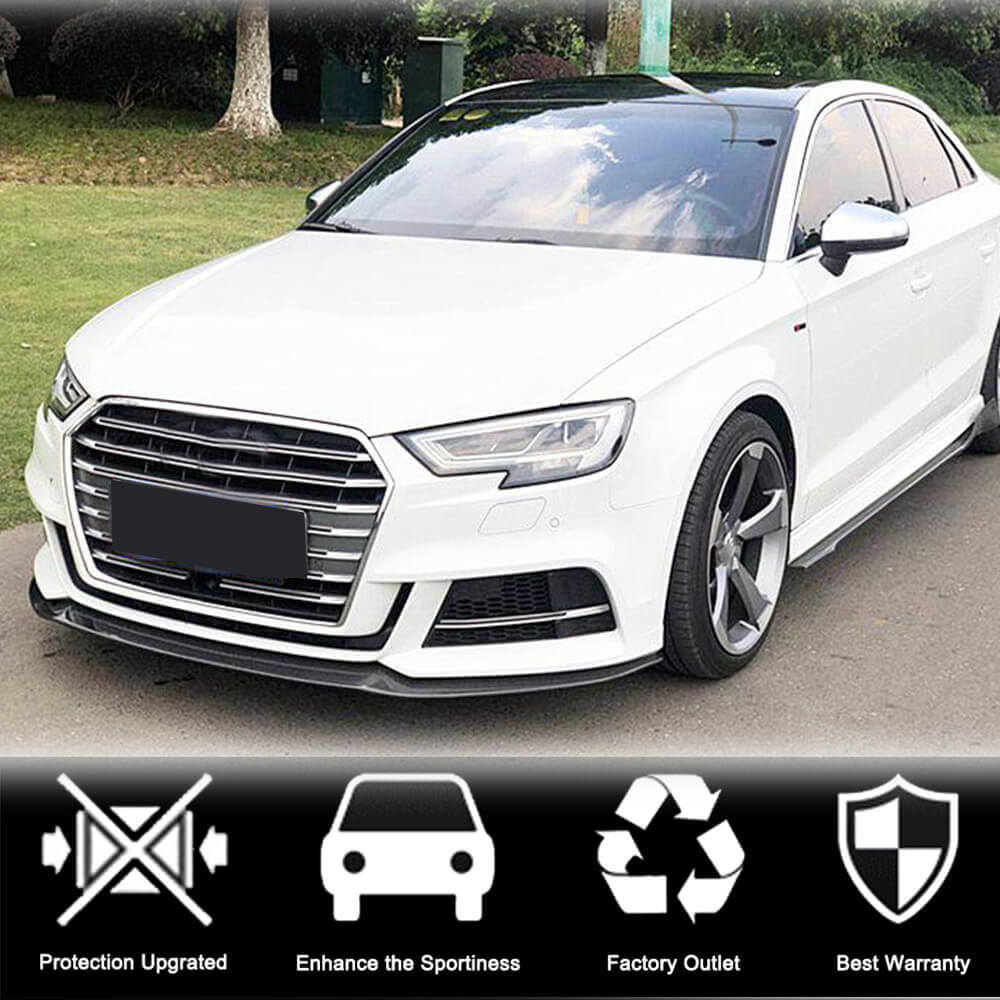 Front bumper lip Lip V3 (for S-Line Sedan 2017-2020, Carbon) for Audi A3 2012-2020 - image 2