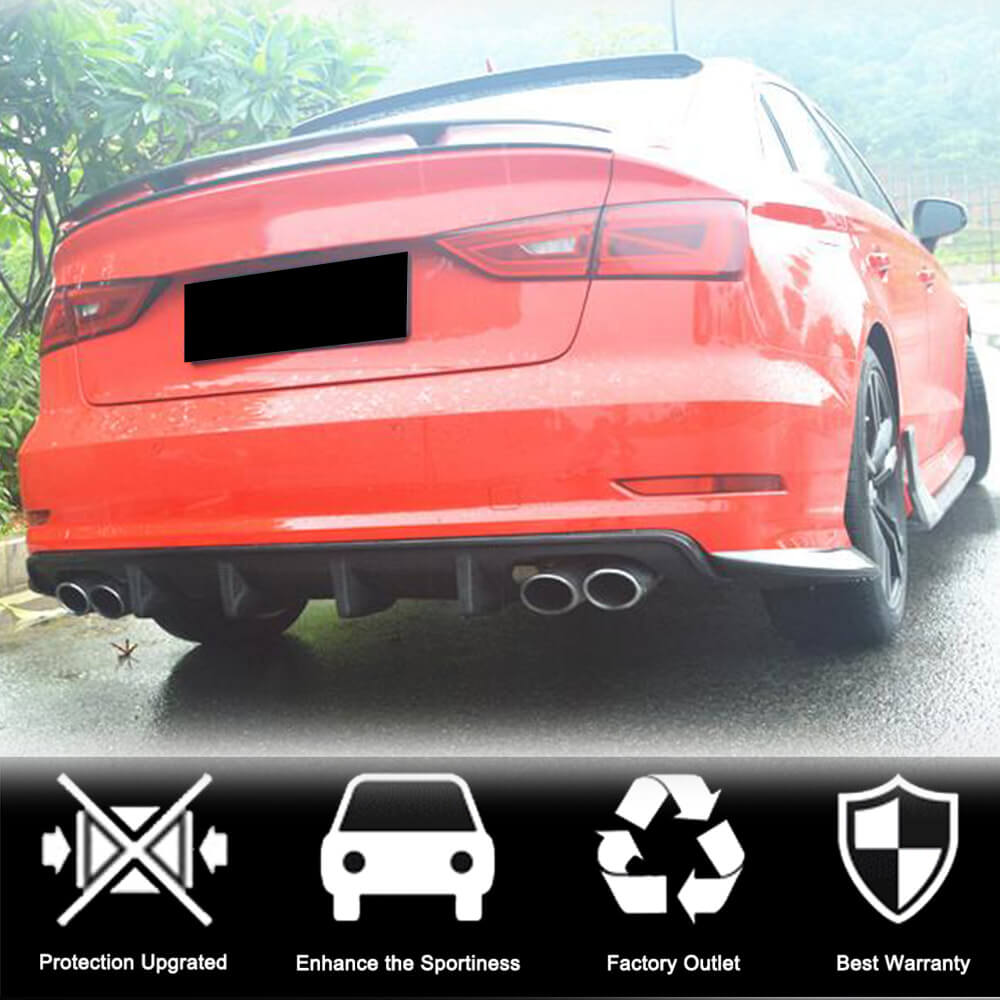 Rear Bumper Diffuser V3 (for S-Line SD 2012-2016, Carbon) for Audi A3 2012-2020 - image 2