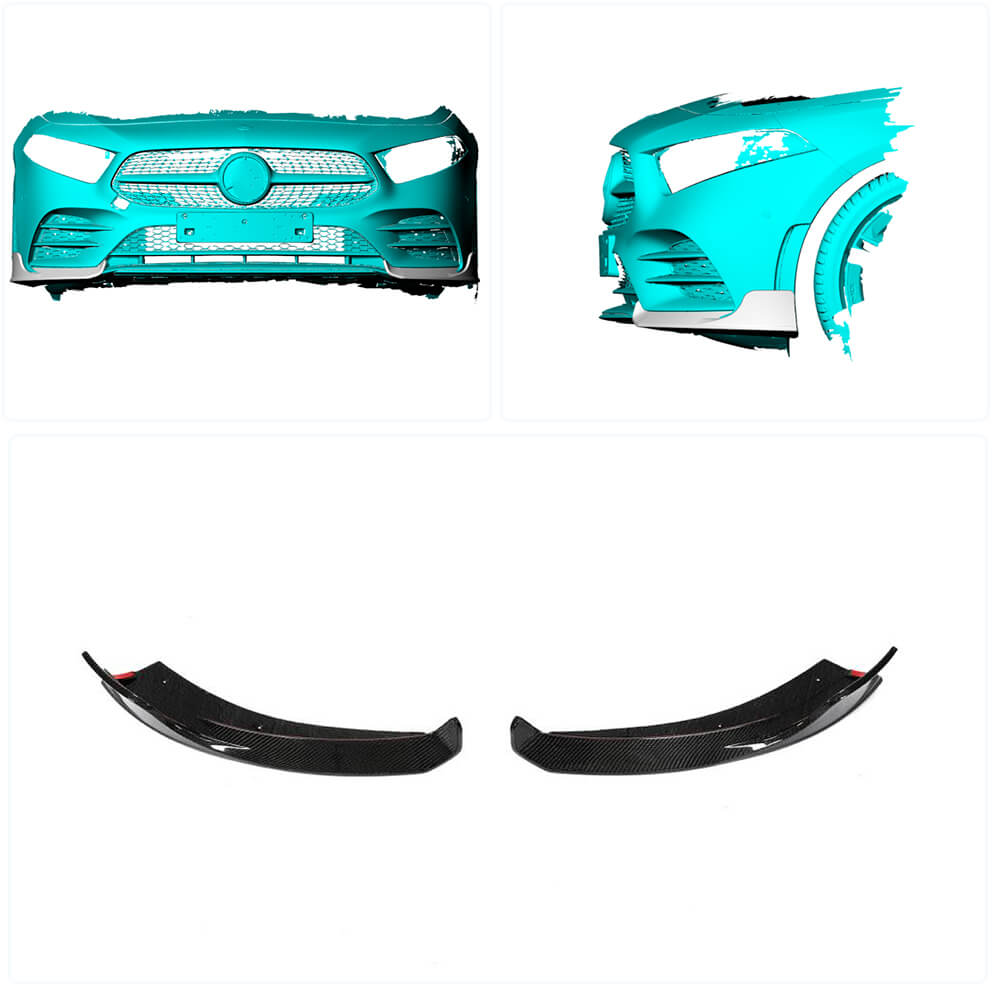 Front Bumper Flap Covers (for AMG-Line 2018-2021, Carbon) for Mercedes A-сlass W177 2018- - image 2