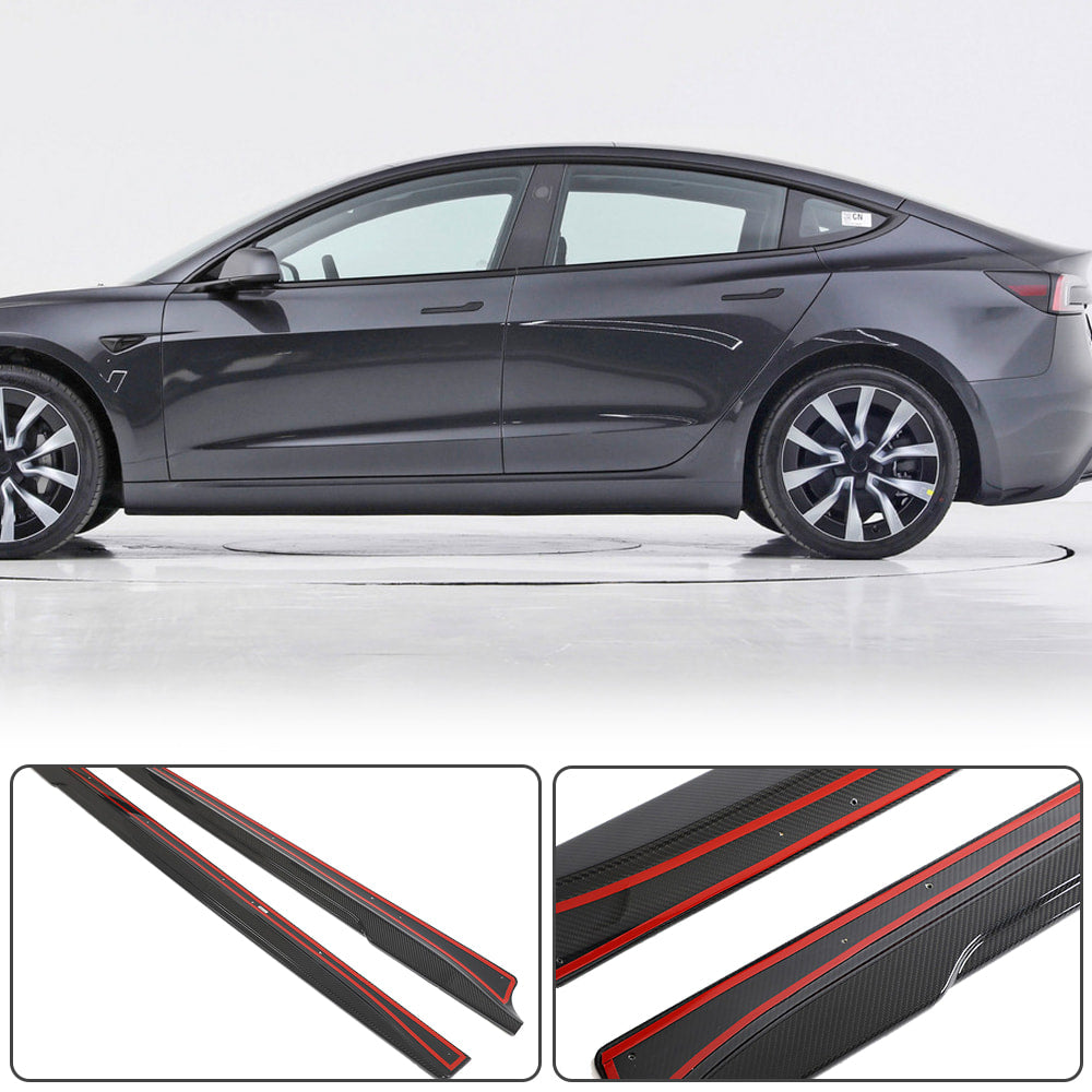 Side Skirt Covers Dry Carbon V1 (2023-2025) for Tesla Model 3 2017- - image 2