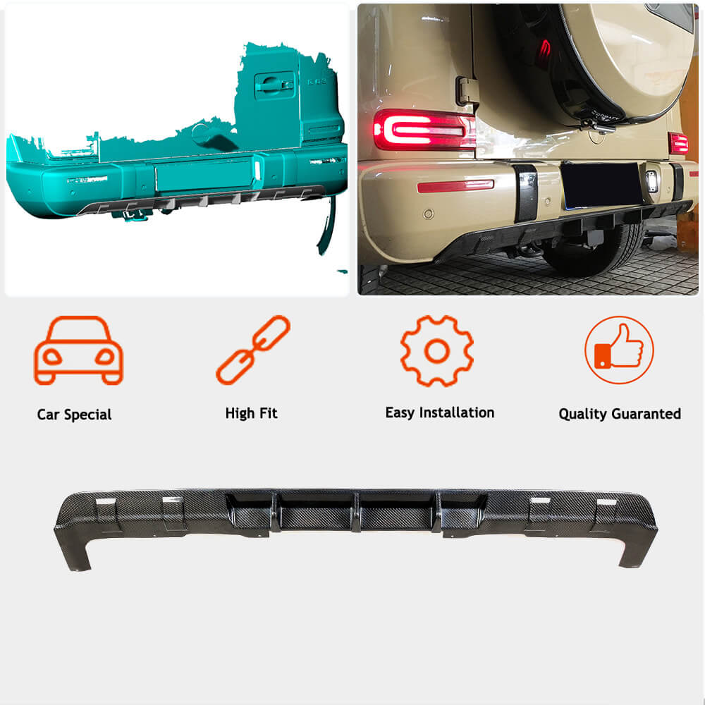 Rear bumper diffuser V1 (for G63 AMG, Carbon) for Mercedes G class W463 2018-2024 - image 2