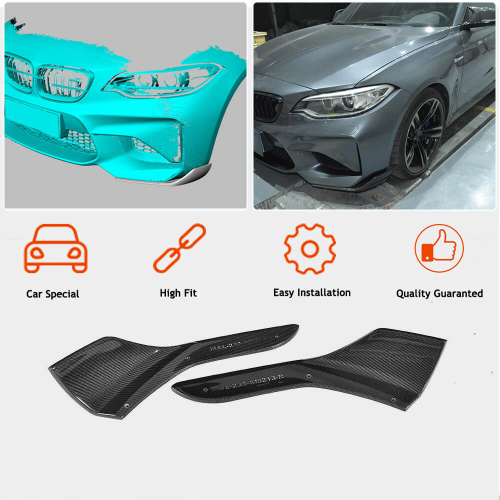 Front Bumper Flap Extensions (for F87 M2/M2C, Carbon) for BMW 2 Series F22/F23 2014-2021 - image 2