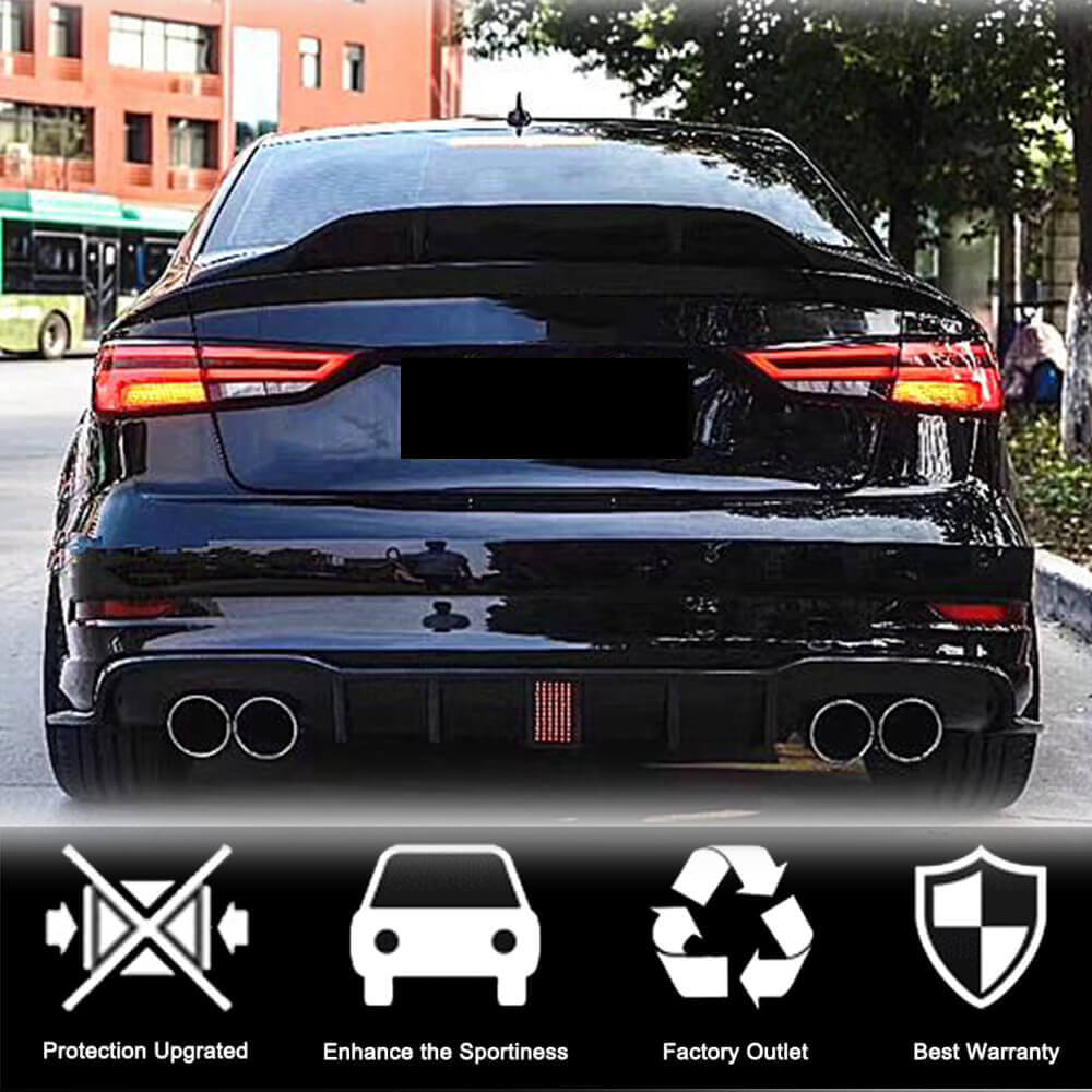 Rear Bumper Diffuser V2 (for S-Line SD 2017-2020, Carbon) for Audi A3 2012-2020 - image 2