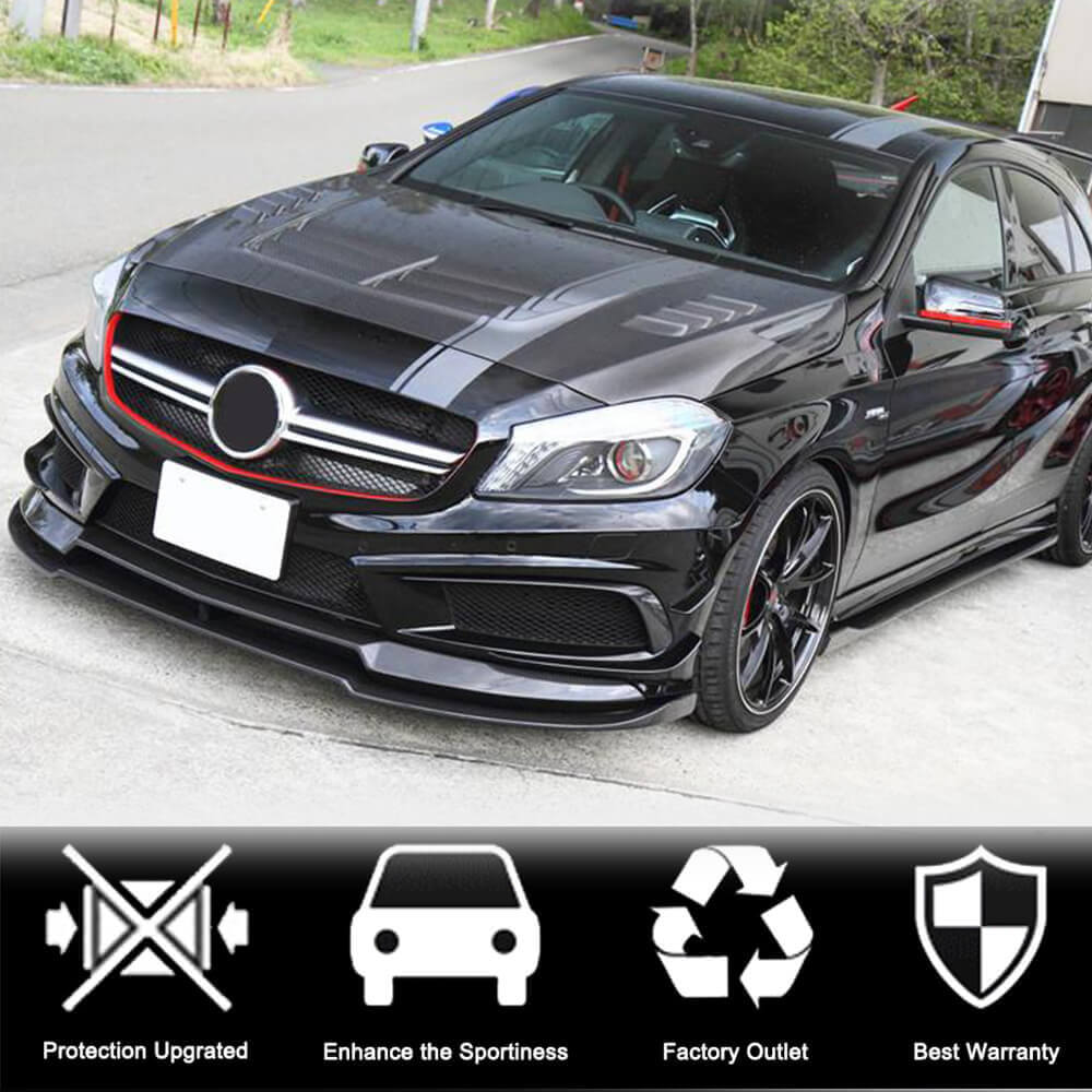 Front Bumper Lip V2 (for AMG-Line / A45 AMG HB 2013-2015, Carbon) for Mercedes A-сlass W176 2012-2018 - image 2