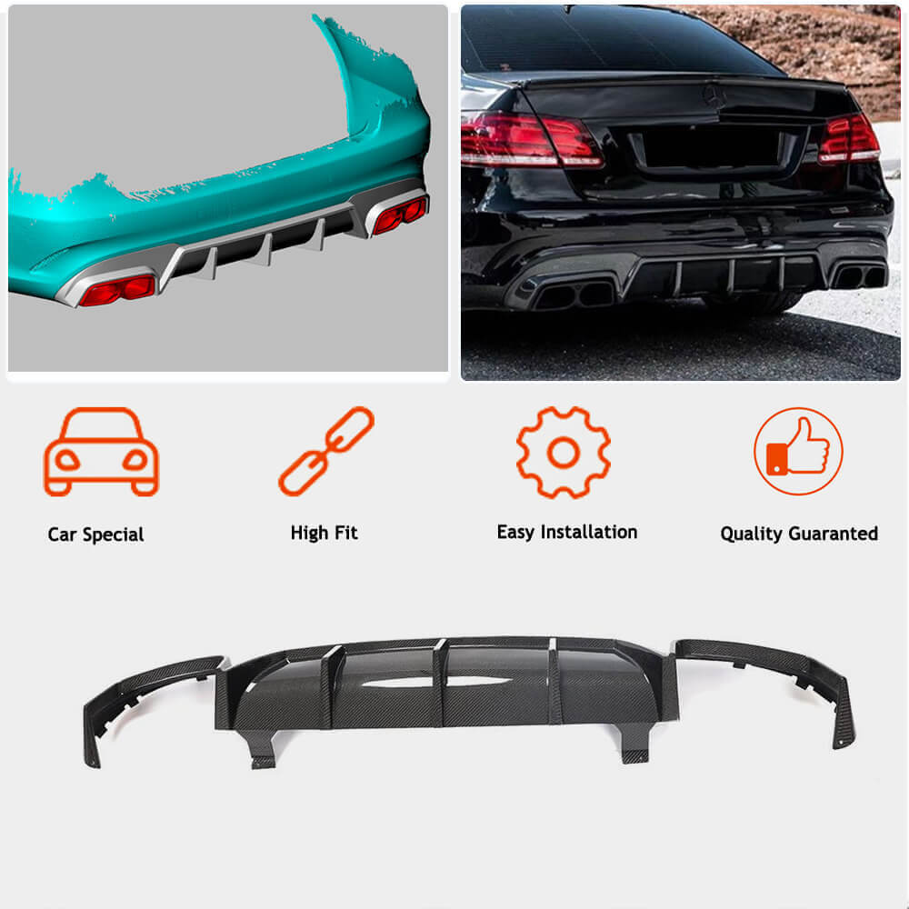 Rear Bumper Diffuser V2 for E63 AMG 2013-2016 Carbon for Mercedes E-сlass W212 2009-2016 - image 2