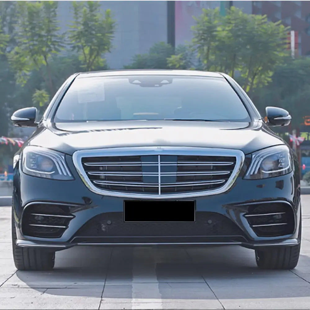 Front Bumper Lip Spoiler (for AMG-Line 2018-2022, Carbon) for Mercedes S-сlass W222 2013-2022 - image 2