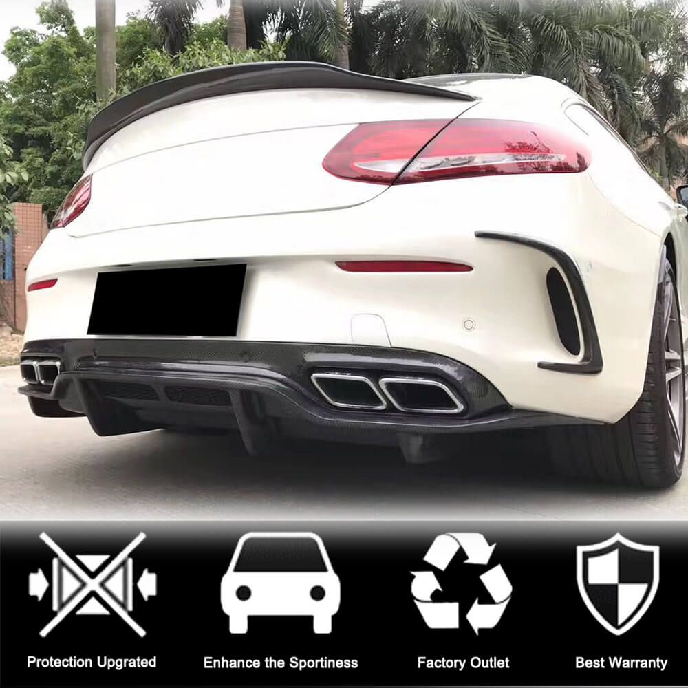 Rear Bumper Diffuser V2 (for Coupe/Cabriolet C63 AMG 2015-2019, Carbon) for Mercedes C-сlass W205 2014-2021 - image 2