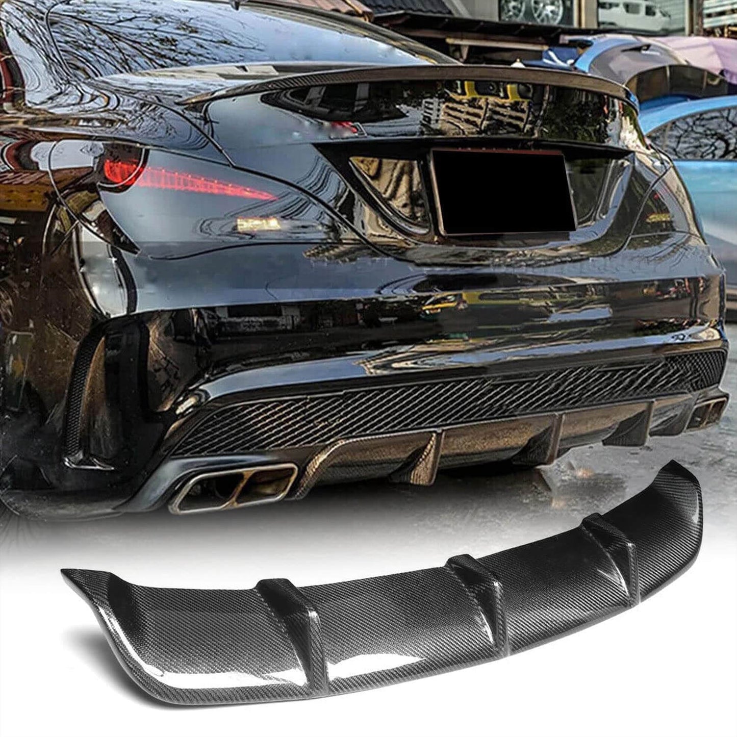 Rear Bumper Diffuser V2 (for AMG-Line / CLA45 AMG 2013-2016, Carbon) for Mercedes CLA C117 2013-2019 - image 2