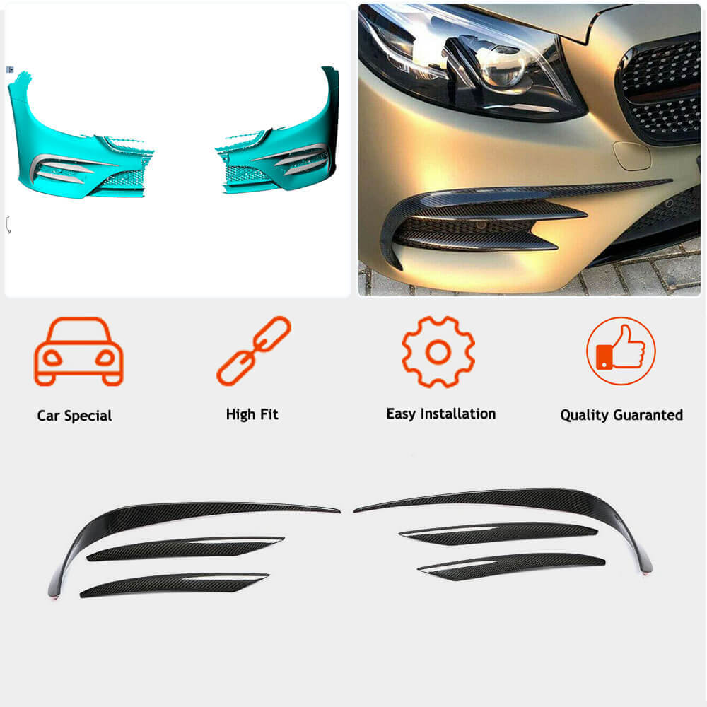 Front Bumper Extensions V1 (for E43 AMG 2016-2019, Carbon) for Mercedes E-сlass W213 2016-2023 - image 2