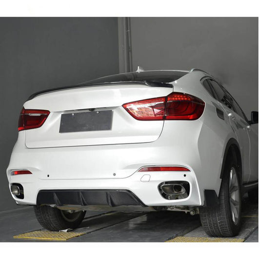 Rear Bumper Diffuser With Splitters Carbon Fiber V1 (M-Sport) for BMW X6 F-16 2014-2019 - image 2