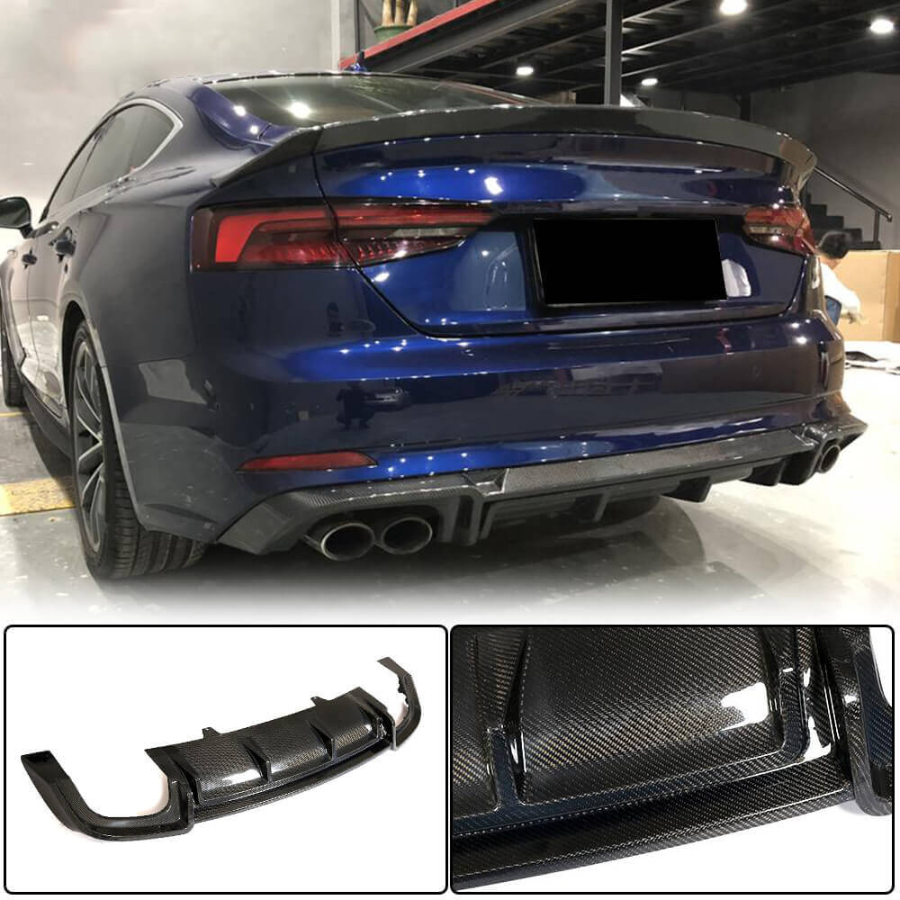 Rear Bumper Diffuser V2 (for S-Line 2016-2020, Carbon) for Audi A5 2016-2025 - image 2