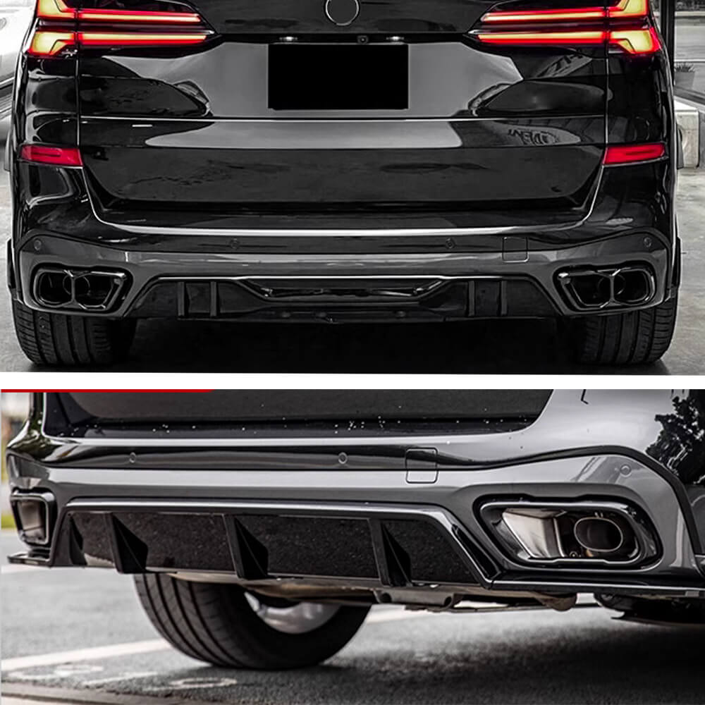 Rear bumper diffuser V4 (2018-2022, gloss black) for BMW X5 G05 2019- - image 2