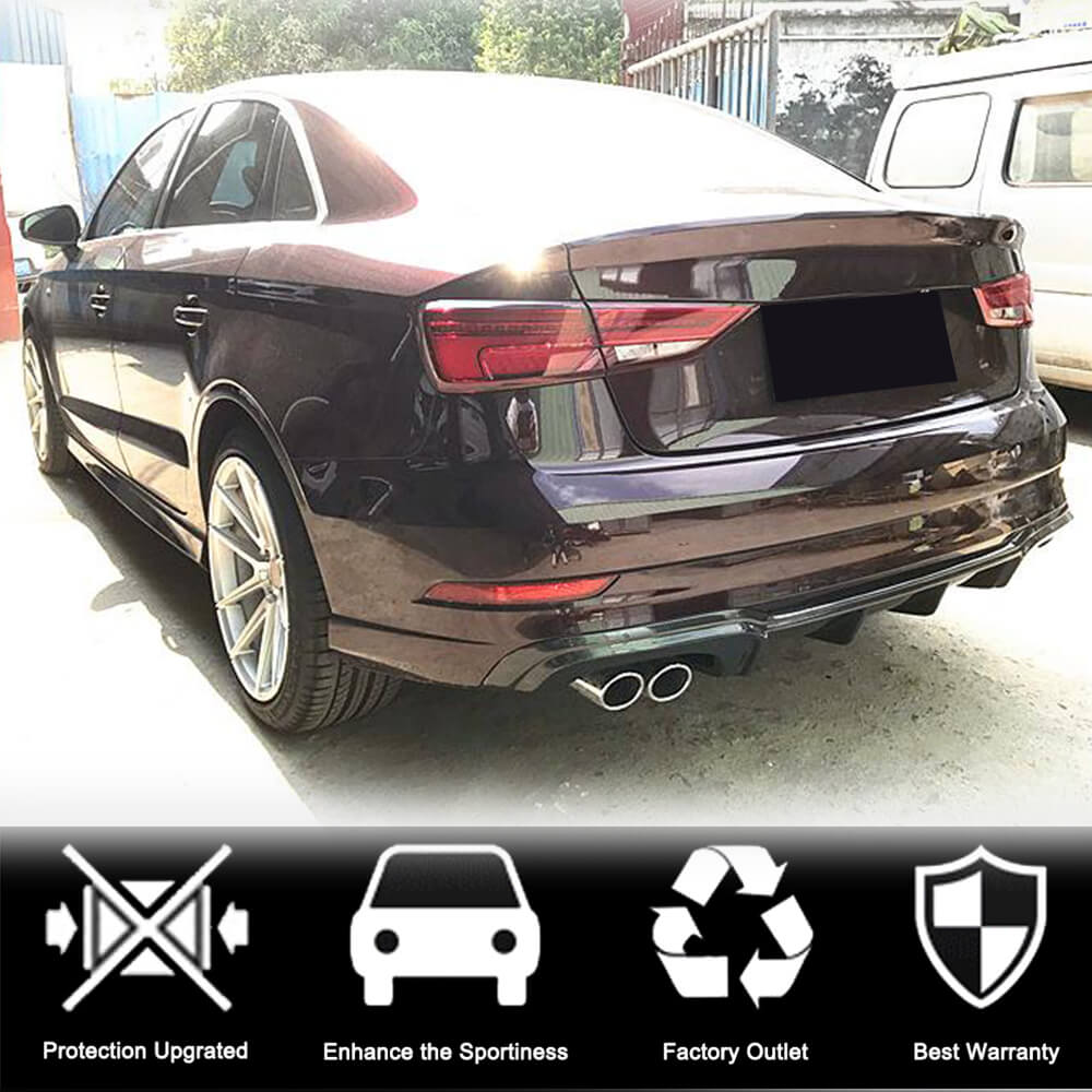 Rear bumper diffuser V5 (for S-Line Sedan 2017-2020, Carbon) for Audi A3 2012-2020 - image 2