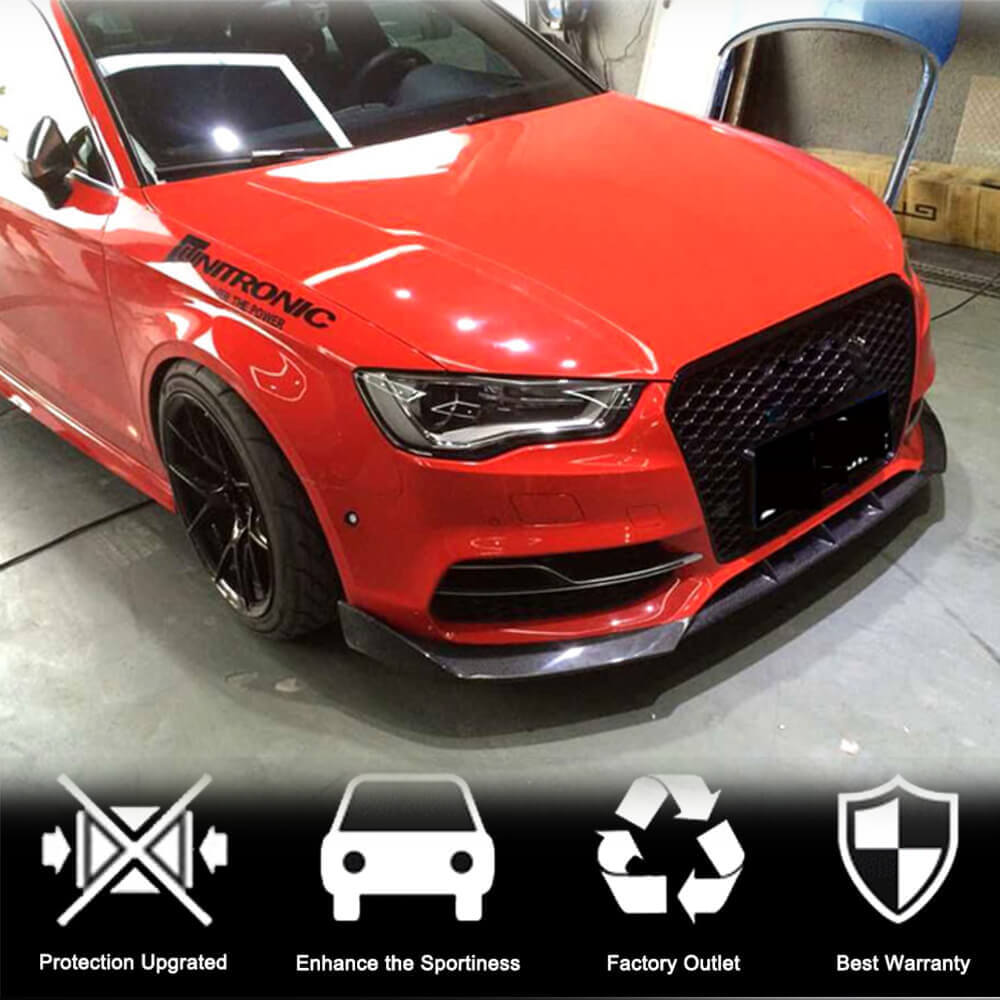 Front Bumper Lip Spoiler Lip V2 (for S-Line Sedan 2012-2016, Carbon) for Audi A3 2012-2020 - image 2